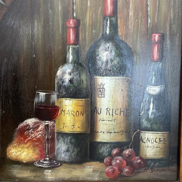20” x 18” Framed 8” x 10” Painting Art Still Life Wine by R. James - Picture 4 of 16